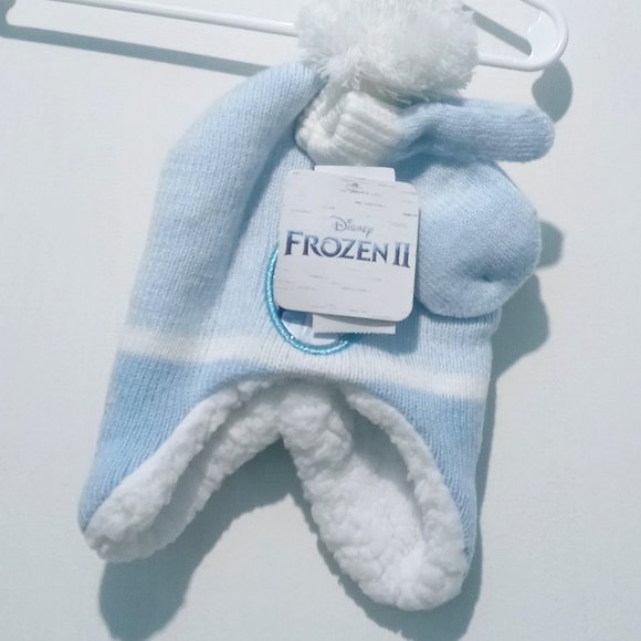 Disney's Frozen Toddler Girl Trapper Hat & Mittens Set One Size - Picture 2 of 5